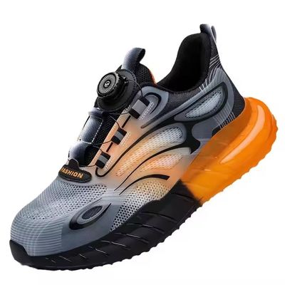 खरीदें Summer BOA Rotating Button Work Shoes KPU Flying Knit Comfortable Safety Shoes Kevlar Anti-stab TPU Popcorn Shoe Sole Work Shoes online manufacture